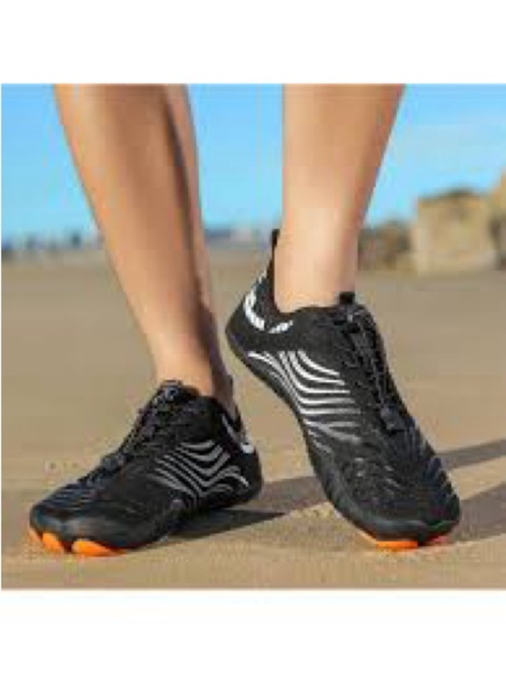 Women’s Black Athletic Lace-Up Sneakers with Orange Accents